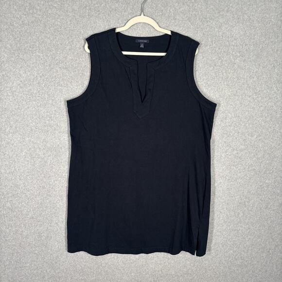 Lands End Dress XL Navy Mini Shift Jersey Stretch Cotton Nautical Preppy Yacht - Picture 1 of 10